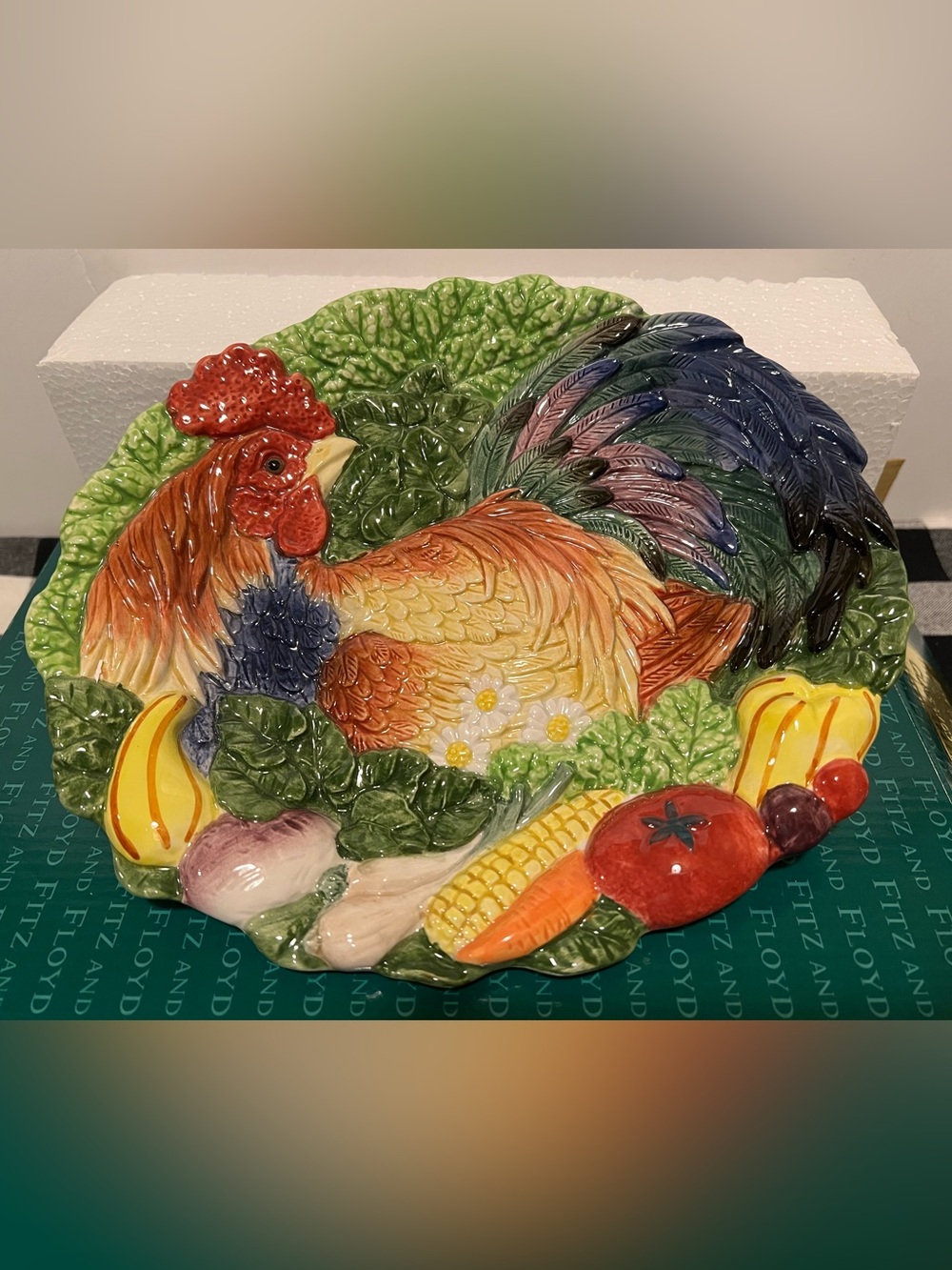 NWT FITZ & FLOYD COQ DU VILLAGE  VEGETABLE CANAPÉ PLATE.